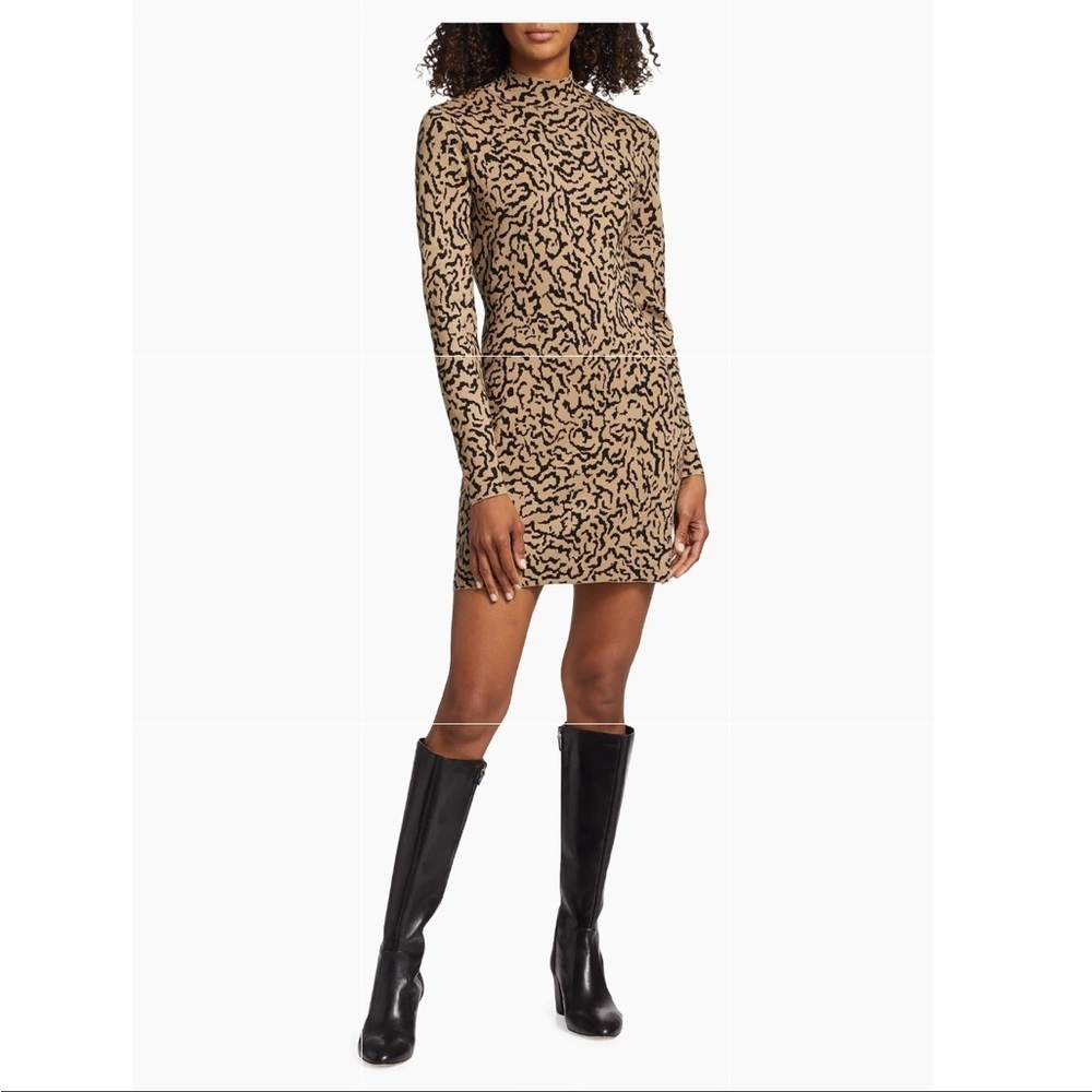 NEW‎ Frame Jacquard sweater dress leopard camel multi slim woman  S retail $498